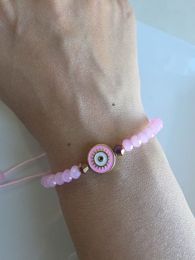 PULSERA - OJITO ESMALTADO ROSA - REGULABLE