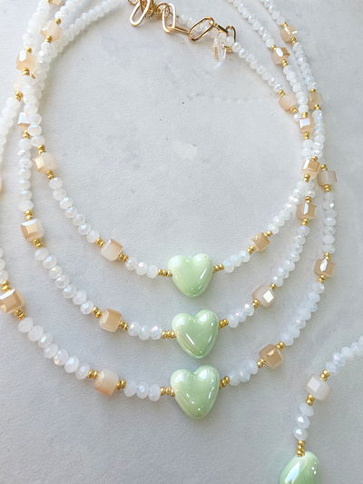 COLLAR - CORAZÓN CERÁMICA VERDE AGUA