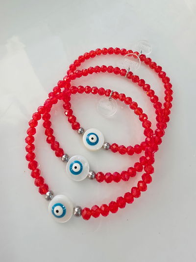 PULSERA - OJITO NÁCAR ROJA