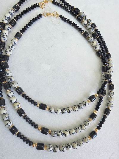 COLLAR - ORO LAMINADO JASPE DÁLMATA