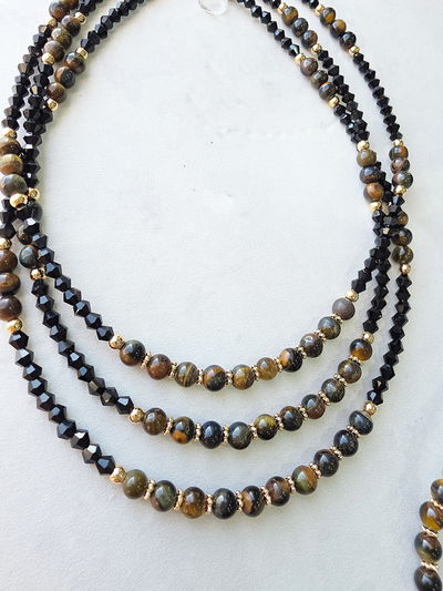 COLLAR - ORO LAMINADO OJO DE TIGRE