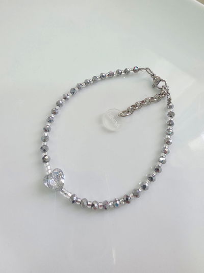 PULSERA - CORAZON CRISTAL PLATEADA