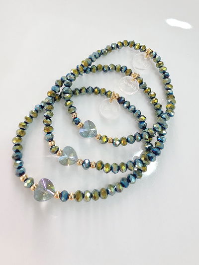 PULSERA - ORO LAMINADO CORAZÓN VERDE