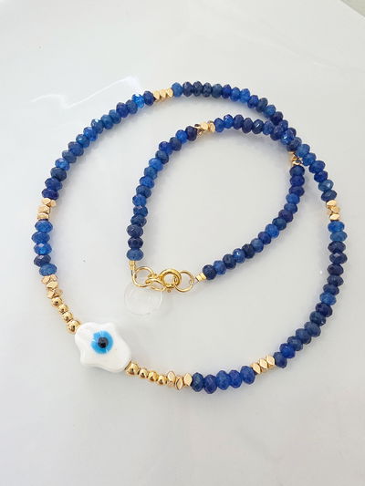 COLLAR - ORO LAMINADO - ÁGATAS Y FÁTIMA DE CERÁMICA 