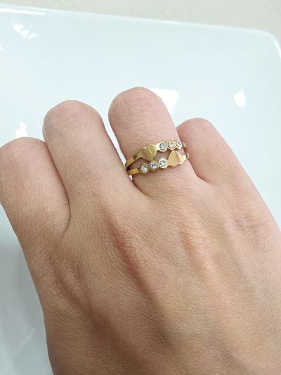 ANILLO - AD - CORAZONCITOS DOBLE CUBICS A029