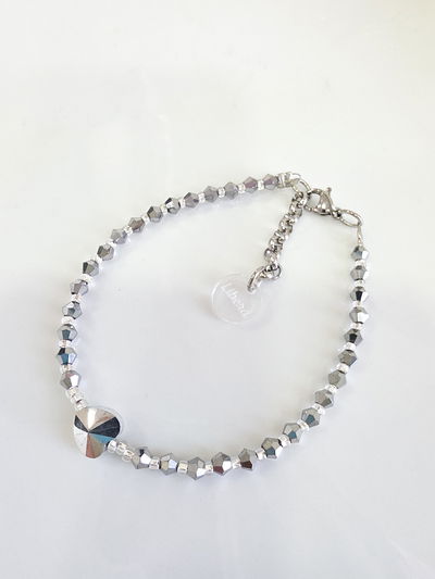 PULSERA - CORAZÓN CRISTAL PLATEADA