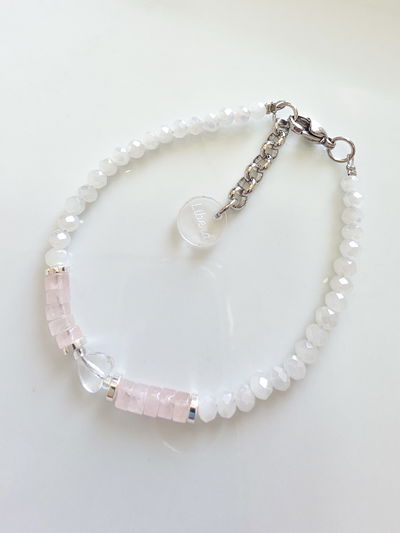 PULSERA - CUARZO ROSA ARANDELITAS 