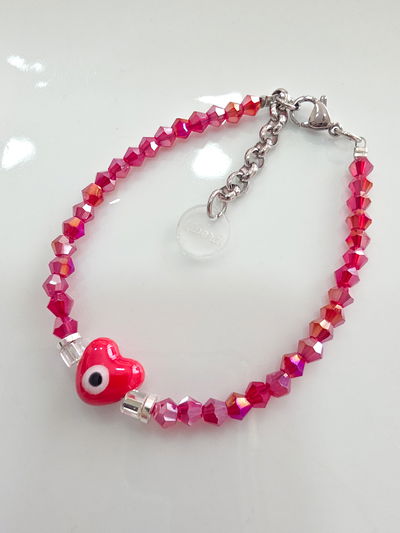 PULSERA - CORAZÓN CERÁMICA ROJA