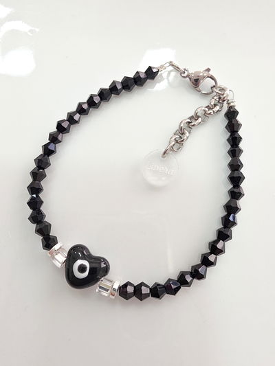 PULSERA - CORAZÓN CERÁMICA NEGRA