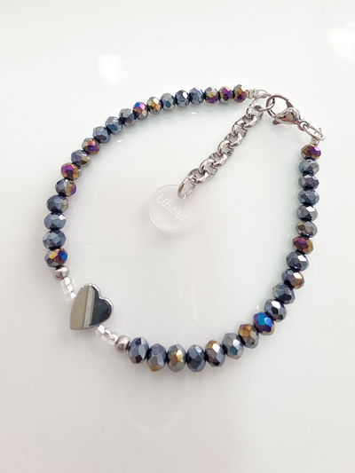 PULSERA - CORAZÓN HEMATITE AZUL NOCHE 