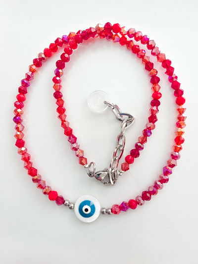 COLLAR - OJITO NÁCAR MIX ROJOS