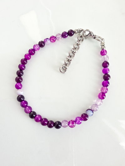 PULSERA - PIEDRAS NATURALES ÁGATA VIOLETA