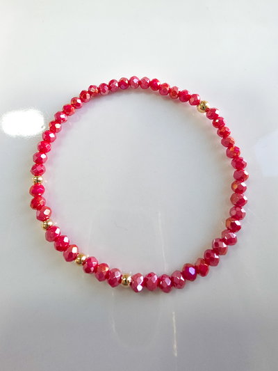 PULSERA - ORO LAMINADO - CLÁSICA ELÁSTICA ROJA