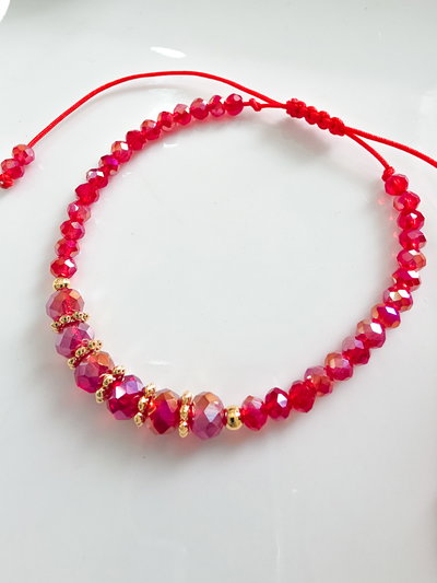 PULSERA - ORO LAMINADO - ROJA REGULABLE