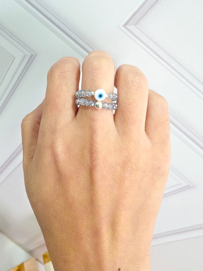 PACK X2 - ANILLO - PLATA 925 -ELASTICOS HIELO 