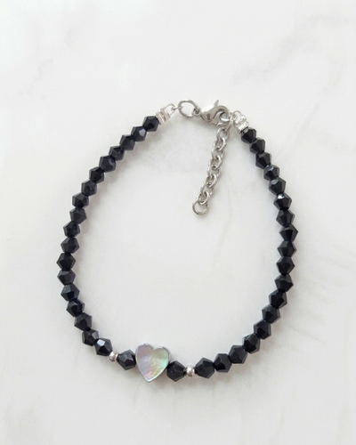 PULSERA - CORAZÓN HEMATITE NEGRA