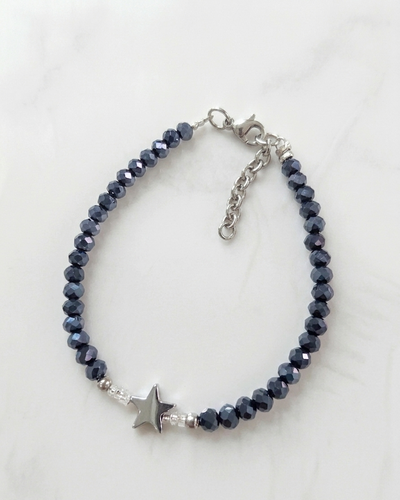 PULSERA - ESTRELLA HEMATITE AZUL NOCHE