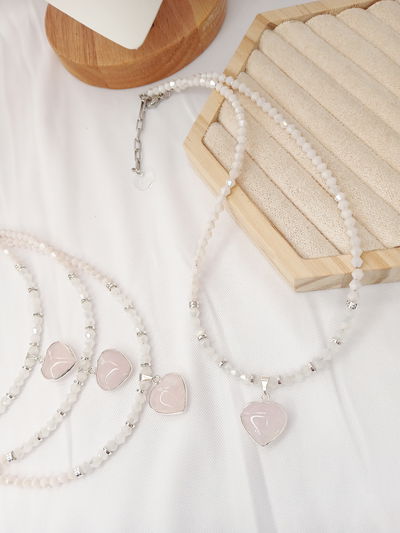 COLLAR - CORAZÓN CUARZO ROSA