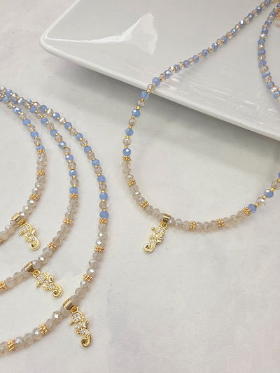 COLLAR - ORO LAMINADO - HIPOCAMPO MICROZIRCONIAS 