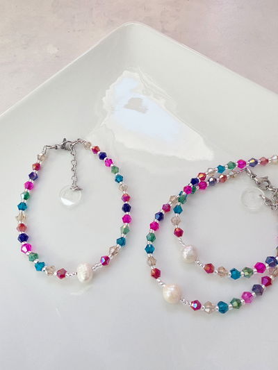 PULSERA - PERLA DE RÍO MULTICOLOR