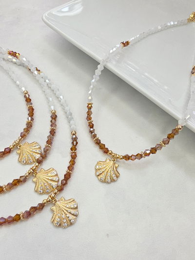 COLLAR - ORO LAMINADO - OSTRA MICROZIRCONIAS