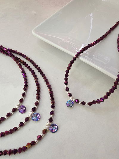 COLLAR - PLATA 925 SWAROVSKI RIVOLI VITRAIL LIGHT