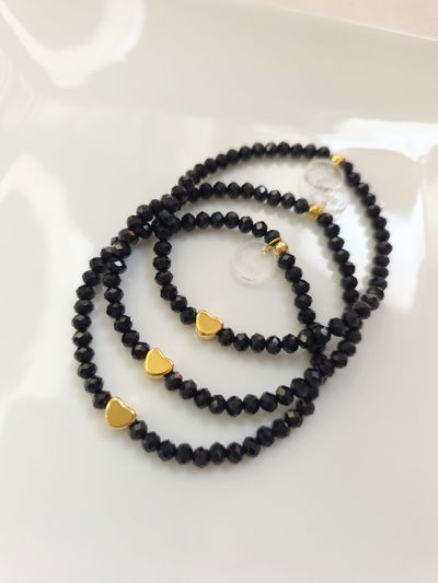 PULSERA - ORO LAMINADO CORAZÓN NEGRA