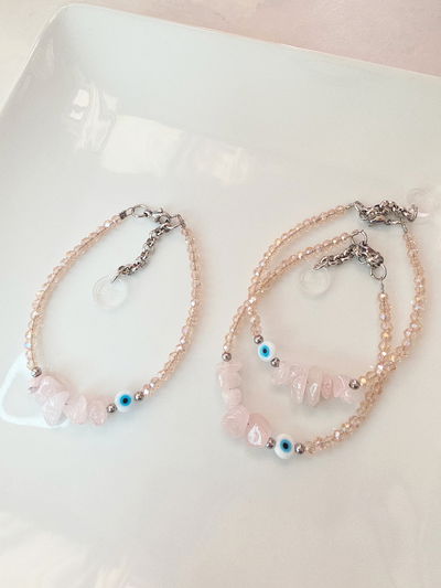 PULSERA - ESCALLAS CUARZO ROSA