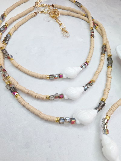 COLLAR - CARACOL CERÁMICA Y FIMO TOSTADO