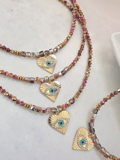 COLLAR - CORAZÓN CON OJITO GOLD
