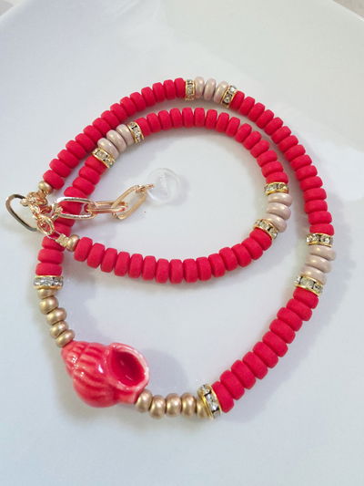 COLLAR - CARACOL FIMO ROJO