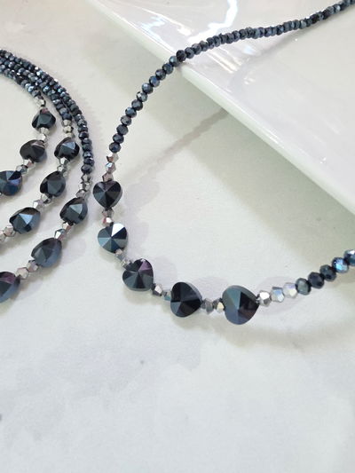 COLLAR - CORAZONES CRISTAL AZUL NOCHE