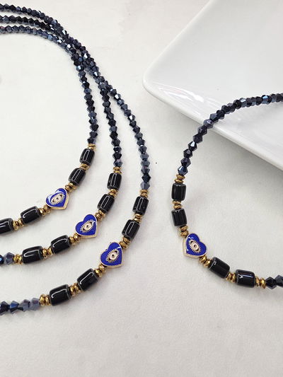 COLLAR - CORAZÓN ESMALTADO AZUL NOCHE