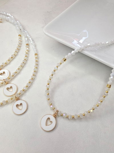 COLLAR - CORAZON ESMALTADO BLANCO