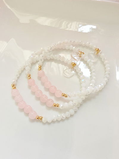 PULSERA - ORO LAMINADO CUARZO ROSA