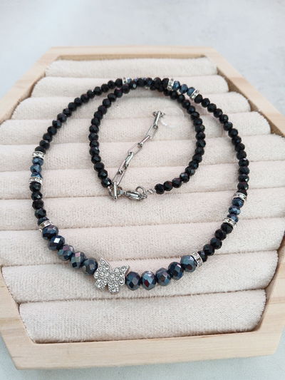 COLLAR - MARIPOSA STRASS PLATEADA