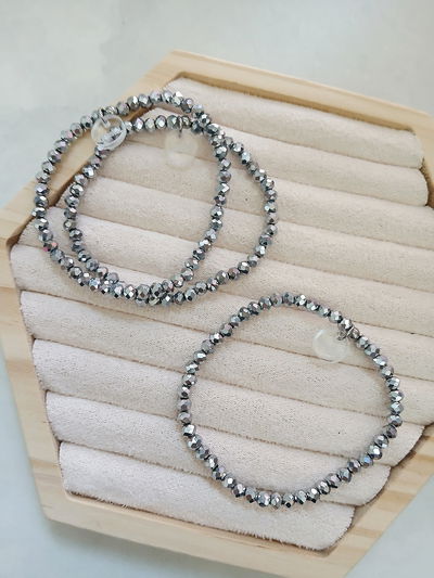 PULSERA - ELÁSTICA - GRIS METALIZADO