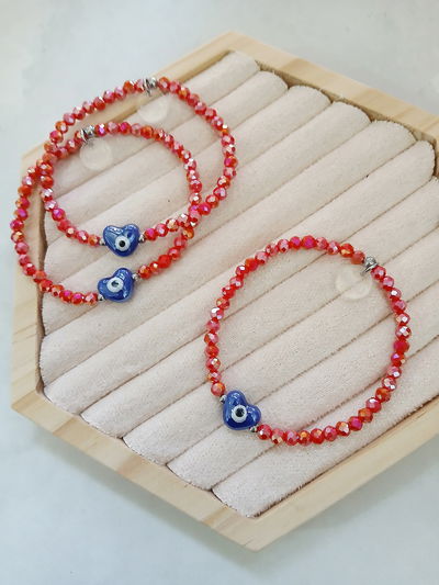 PULSERA - CORAZÓN CERÁMICA ROJA