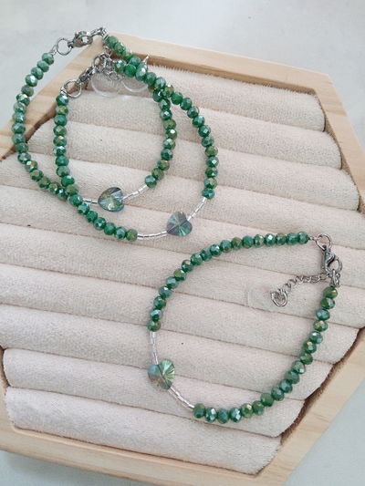 PULSERA - CORAZON CRISTAL VERDE