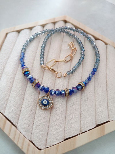 COLLAR OJITO STRASS AZUL