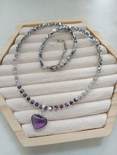 COLLAR - CORAZÓN AMATISTA 