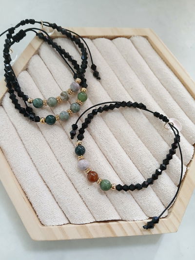 PULSERA - ORO LAMINADO - ÁGATA INDIA