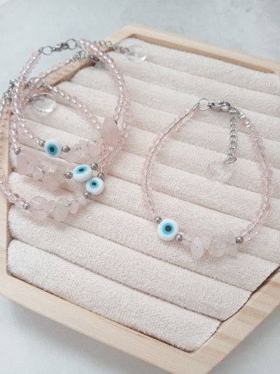 PULSERA - ESCALLAS CUARZO ROSA