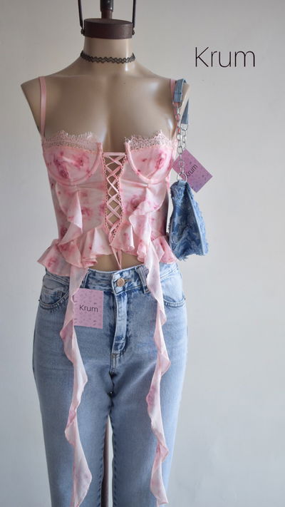 Corset ruffle pink