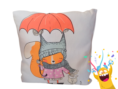 Almohadón fox with umbrella