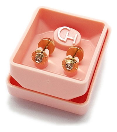 ARO ABRIDOR ENCHAPADO CON PERNO DE ORO 18K STRASS CHICO