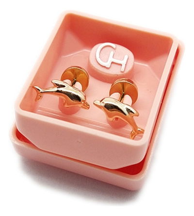 ARO ABRIDOR ENCHAPADO CON PERNO DE ORO 18K DELFIN