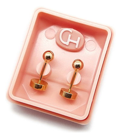 ARO ABRIDOR ENCHAPADO CON PERNO DE ORO 18K BOLITA