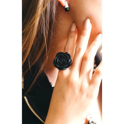 ANILLO ROSA NEGRA PLATA IMPORTADA 925