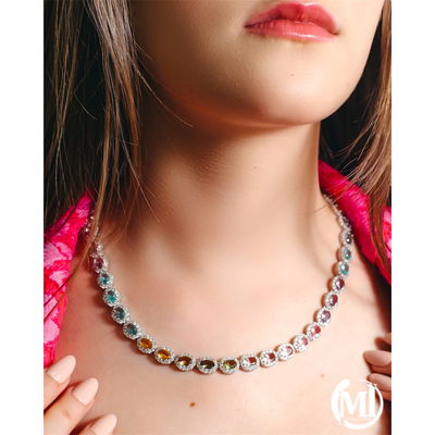 GARGANTILLA FULL COLOR PLATA IMPORTADA 925